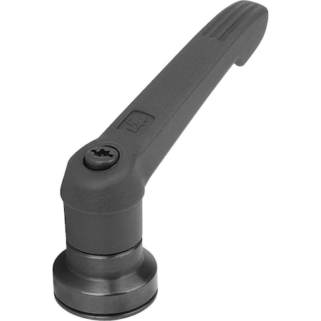 Adjustable Handle W Clamp Force Intensif Size:5, M12, Plastic Black, Comp:Steel Black Oxidized